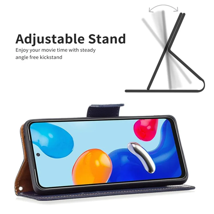 Para Xiaomi Redmi Note 11 4G (Qualcomm) Litchi Texture PU Caja De Cuero Caja De La Cartera De Color Sólido Cubierta De Teléfono Móvil - Azul Oscuro
