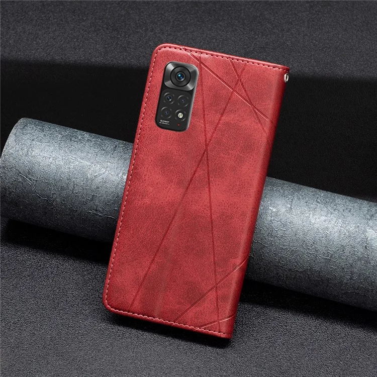 Для Xiaomi Redmi Note 11 4G (Qualcomm) с орнаментным узором Imprinting, дизайном со вставками и слотами для карт, противоударный чехол из кожи для мобильного телефона - Красный