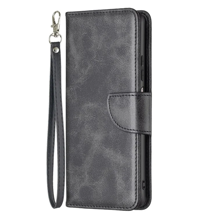 Pour Xiaomi Redmi Note 11 4G (Qualcomm) Coque de protection en cuir PU texturé avec support réglable, fermeture magnétique - Noir