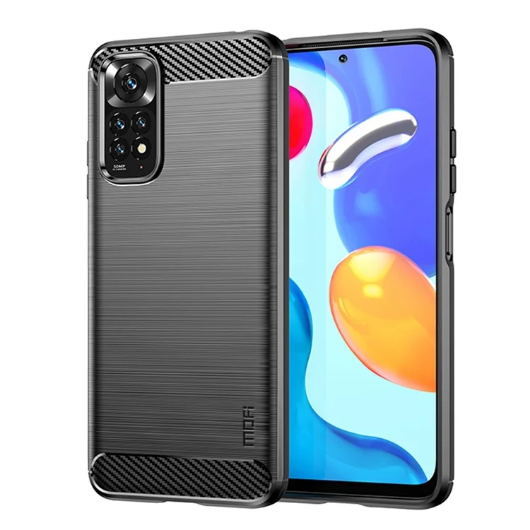 MOFI JK TPU Series-1 pour Xiaomi Redmi Note 11 4G (Qualcomm) / Redmi Note 11S 4G Étui Soft TPU Conception de fibre de carbone brossée Couvercle léger - Noir