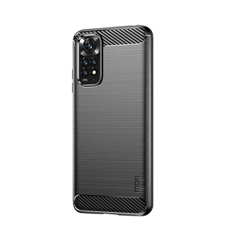 MOFI JK TPU Series-1 pour Xiaomi Redmi Note 11 4G (Qualcomm) / Redmi Note 11S 4G Étui Soft TPU Conception de fibre de carbone brossée Couvercle léger - Noir