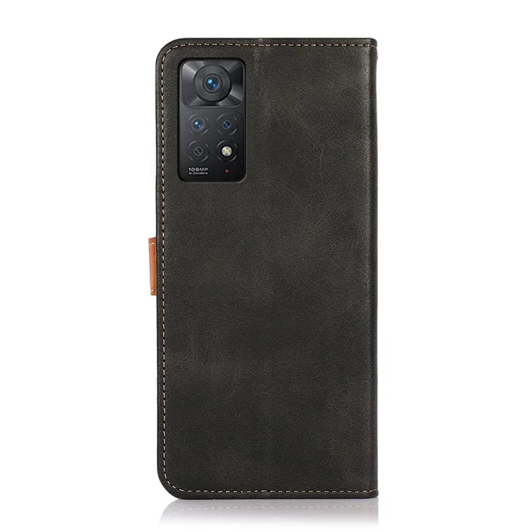 KHAZNEH For Xiaomi Redmi Note 12 Pro 4G / 11 Pro 4G (MediaTek) / Note 11 Pro 5G (Qualcomm) PU Leather Wallet Stand Phone Case Shell with Golden Magnetic Clasp - Black