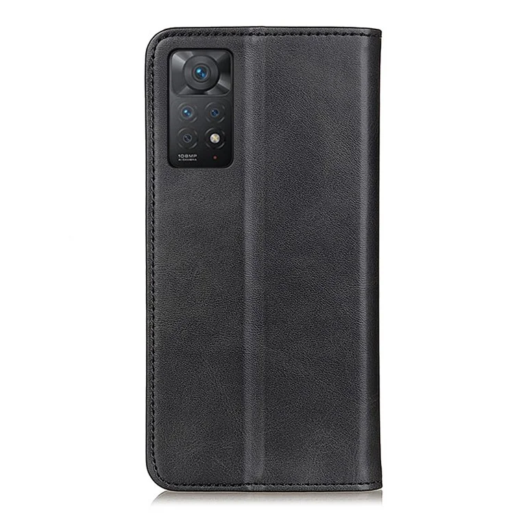 Para Xiaomi Redmi Note 12 Pro 4G / 11 Pro 4G (MediaTek) / Note 11 Pro 5G (Qualcomm) Capa Carteira de Absorção Magnética Flip Book Stand Split Leather Full Body Protective Cover - Preto