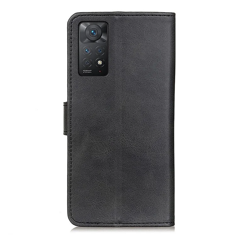 For Xiaomi Redmi Note 12 Pro 4G / 11 Pro 4G (MediaTek) / Note 11 Pro 5G (Qualcomm) Textured PU Leather Folio Case Stand Wallet Magnetic Flip Cover - Black