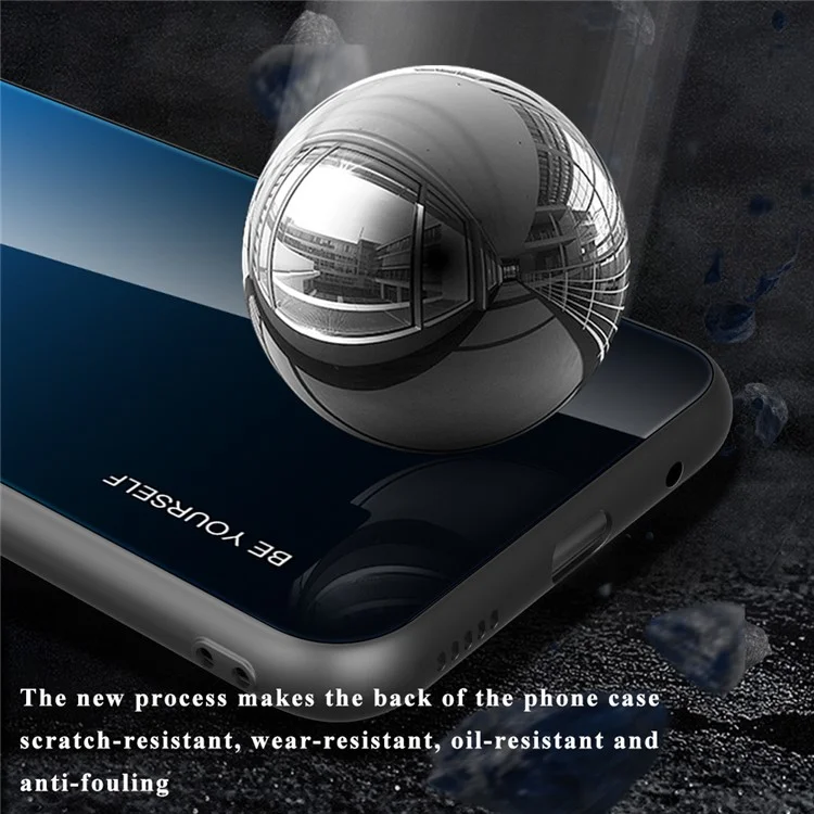 Pour Xiaomi Redmi Note 12 Pro 4G / 11 Pro 4G (MediaTek) / Note 11 Pro 5G (Qualcomm) Gradient Color Anti-scratch Tempered Glass Back + Soft TPU Edge Phone Case Shell - Bleu / Noir