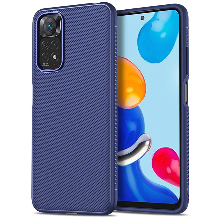 For Xiaomi Redmi Note 11 4G (Qualcomm)/Note 11S 4G Jazz Series Twill Texture Anti-fingerprint Light Thin Cell Phone Case TPU Cover - Blue