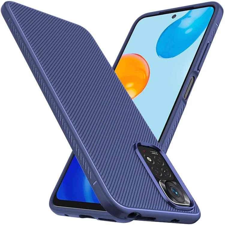 For Xiaomi Redmi Note 11 4G (Qualcomm)/Note 11S 4G Jazz Series Twill Texture Anti-fingerprint Light Thin Cell Phone Case TPU Cover - Blue