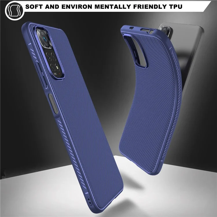 For Xiaomi Redmi Note 11 4G (Qualcomm)/Note 11S 4G Jazz Series Twill Texture Anti-fingerprint Light Thin Cell Phone Case TPU Cover - Blue