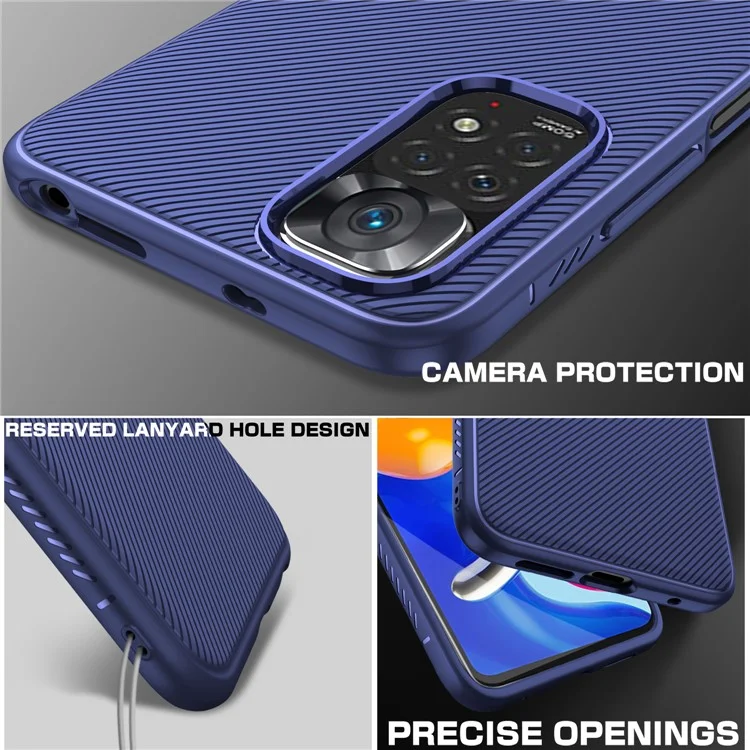 For Xiaomi Redmi Note 11 4G (Qualcomm)/Note 11S 4G Jazz Series Twill Texture Anti-fingerprint Light Thin Cell Phone Case TPU Cover - Blue