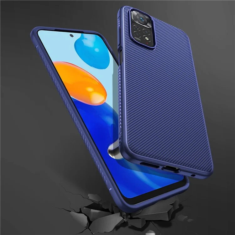 For Xiaomi Redmi Note 11 4G (Qualcomm)/Note 11S 4G Jazz Series Twill Texture Anti-fingerprint Light Thin Cell Phone Case TPU Cover - Blue