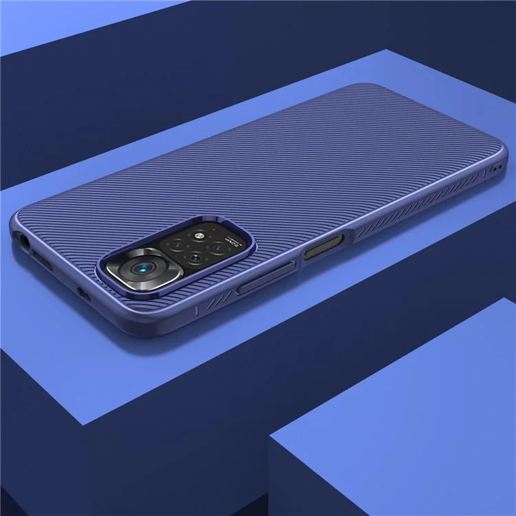 For Xiaomi Redmi Note 11 4G (Qualcomm)/Note 11S 4G Jazz Series Twill Texture Anti-fingerprint Light Thin Cell Phone Case TPU Cover - Blue