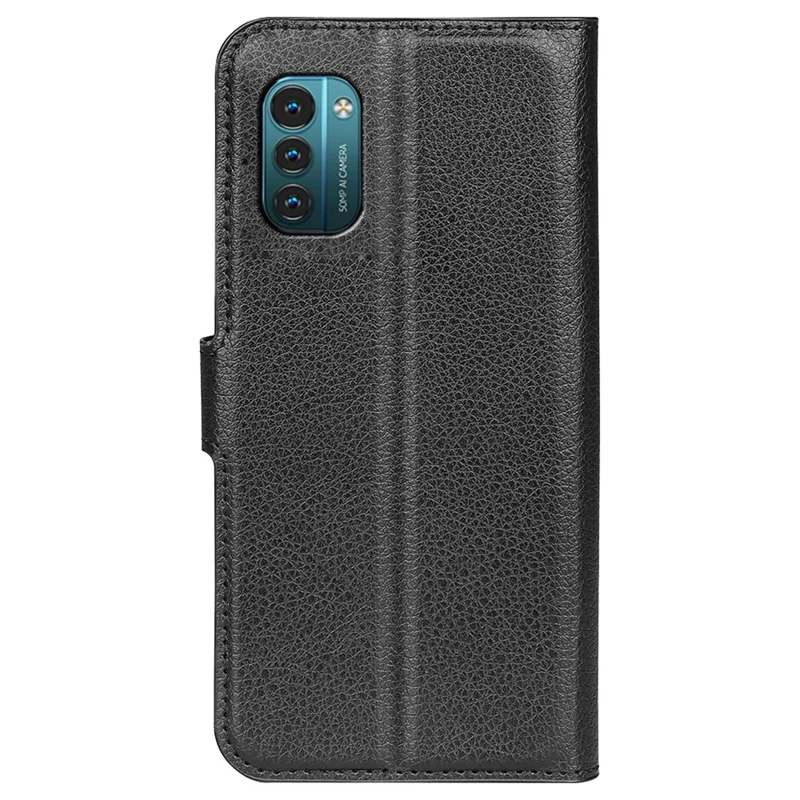 For Nokia G11/G21 PU Leather Stand Phone Cover Anti-drop Protection Litchi Texture Wallet Case - Black