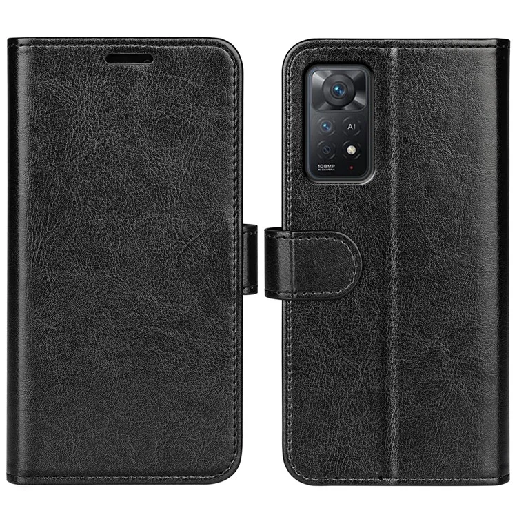 Para Xiaomi Redmi Note 11 Pro 4G (MediaTek)/Note 11 Pro 5G (Qualcomm) Crazy Horse Texture PU Leather + TPU Tubo a Prueba de Choque Con Soporte de Billetera - Negro
