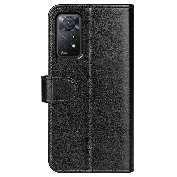 Para Xiaomi Redmi Note 11 Pro 4G (MediaTek)/Note 11 Pro 5G (Qualcomm) Crazy Horse Texture PU Leather + TPU Tubo a Prueba de Choque Con Soporte de Billetera - Negro