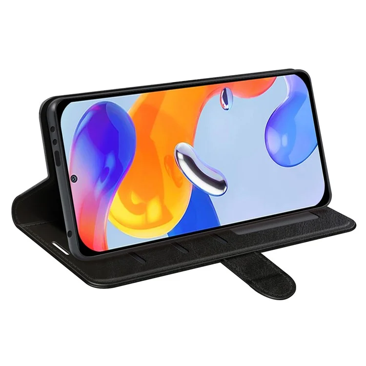 Para Xiaomi Redmi Note 11 Pro 4G (MediaTek)/Note 11 Pro 5G (Qualcomm) Crazy Horse Texture PU Leather + TPU Tubo a Prueba de Choque Con Soporte de Billetera - Negro