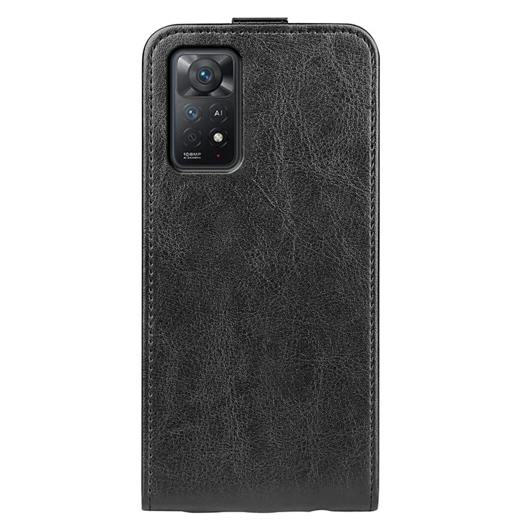 Per Xiaomi Redmi Note 12 Pro 4G / 11 Pro 4G (MediaTek) / Note 11 Pro 5G (Qualcomm) Crazy Horse Texture PU Leather Vertical Flip Card Holder Mobile Phone Case Shell - Nero