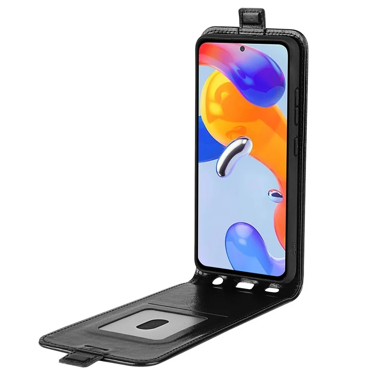 Per Xiaomi Redmi Note 12 Pro 4G / 11 Pro 4G (MediaTek) / Note 11 Pro 5G (Qualcomm) Crazy Horse Texture PU Leather Vertical Flip Card Holder Mobile Phone Case Shell - Nero
