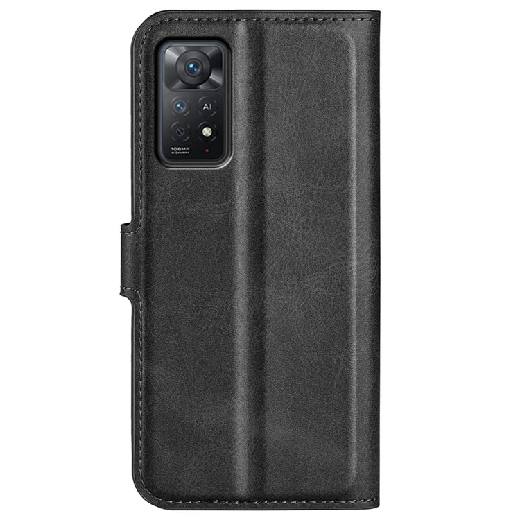 For Xiaomi Redmi Note 12 Pro 4G / 11 Pro 4G (MediaTek) / Note 11 Pro 5G (Qualcomm) Magnetic Clasp Textured PU Leather Cover Wallet Stand Phone Case - Black