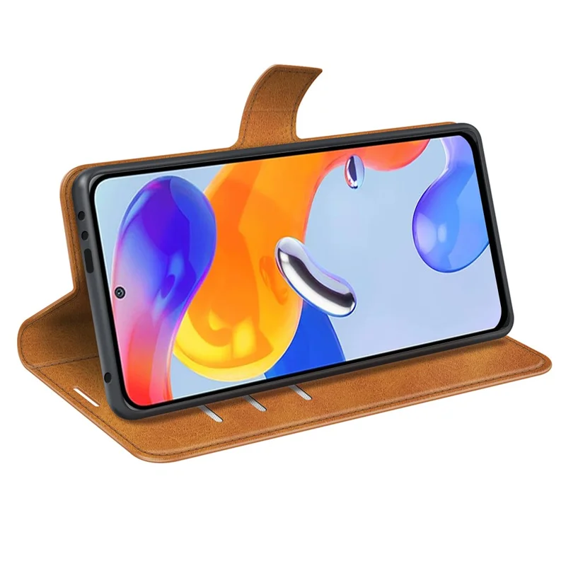 For Xiaomi Redmi Note 12 Pro 4G / 11 Pro 4G (MediaTek) / Note 11 Pro 5G (Qualcomm) Magnetic Clasp Textured PU Leather Cover Wallet Stand Phone Case - Yellow