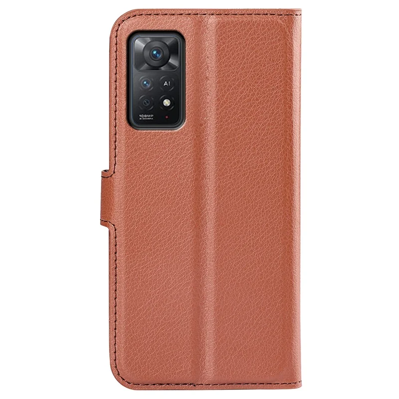 For Xiaomi Redmi Note 12 Pro 4G / 11 Pro 4G (Mediatek) / Note 11 Pro 5G (Qualcomm) Litchi Texture Wallet Stand PU Leather Phone Cover - Brown