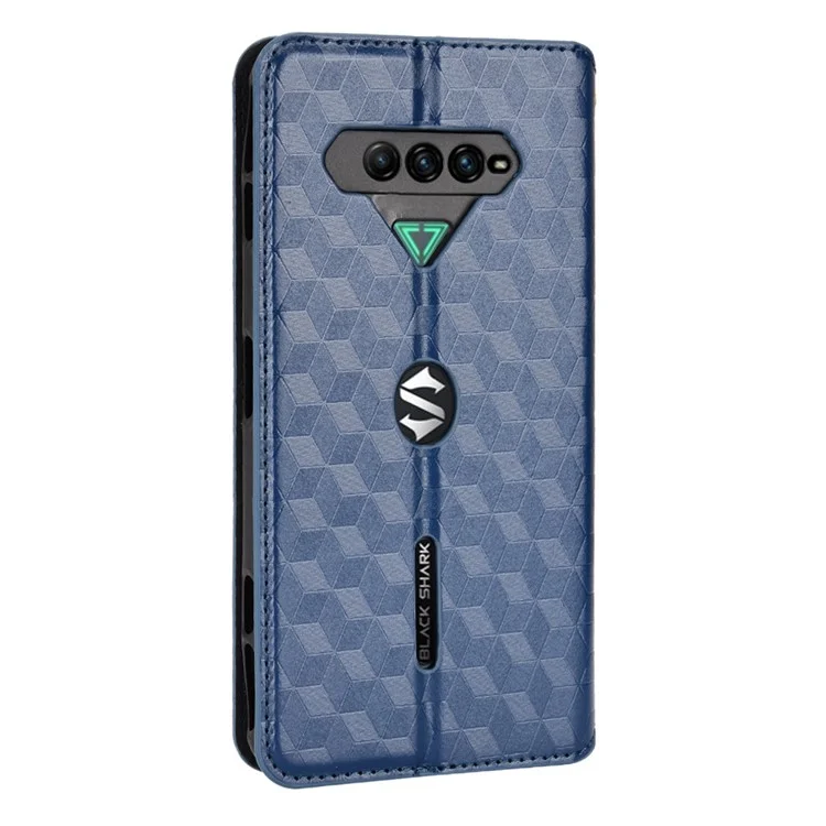 Para Xiaomi Black Shark 4 / Black Shark 4 Pro Magnético Auto Cierre De Cierre Impresión Rhombus PU Cuero Soporte Estuche Funda Cartera Cubierta - Azul