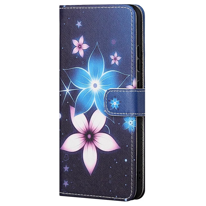 Capa de Telemóvel em Pele com Textura Cruzada e Estampa de Padrão para Xiaomi Redmi Note 12 Pro 4G / 11 Pro 4G (MediaTek) / Note 11 Pro 5G (Qualcomm), com Suporte e Carteira - Flores