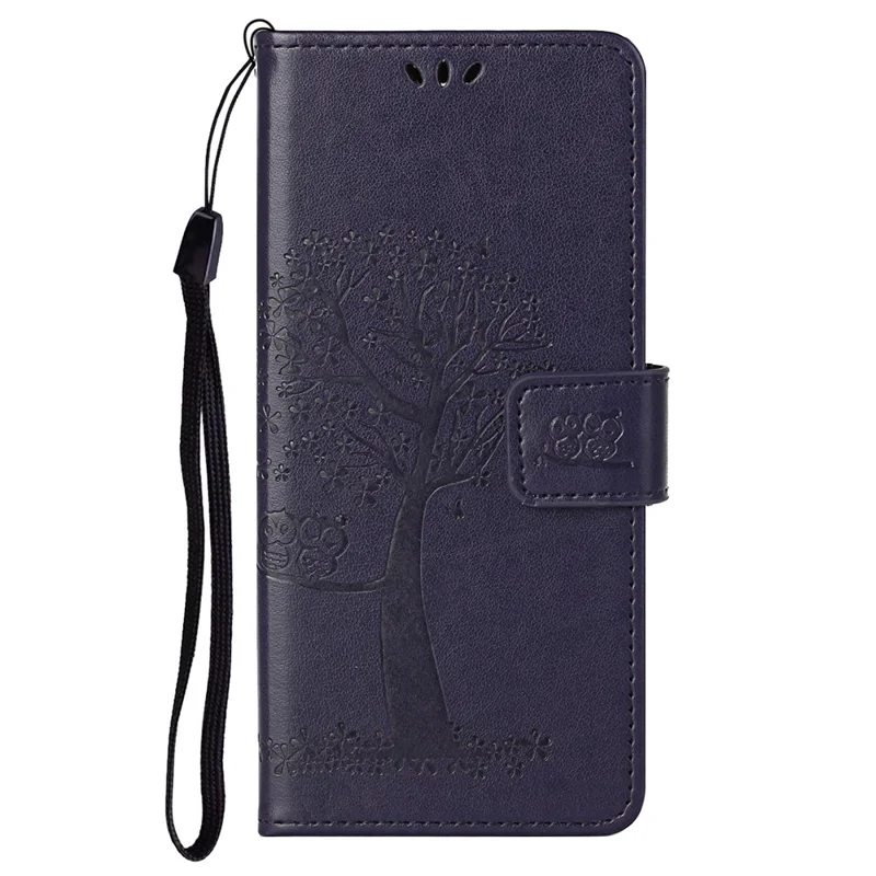 For Xiaomi Redmi Note 12 Pro 4G / 11 Pro 4G (MediaTek) / Note 11 Pro 5G (Qualcomm) Owl Tree Pattern Imprinted Phone Case PU Leather Wallet Stand Cover - Dark Purple