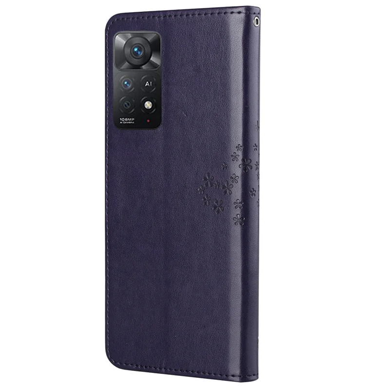 For Xiaomi Redmi Note 12 Pro 4G / 11 Pro 4G (MediaTek) / Note 11 Pro 5G (Qualcomm) Owl Tree Pattern Imprinted Phone Case PU Leather Wallet Stand Cover - Dark Purple