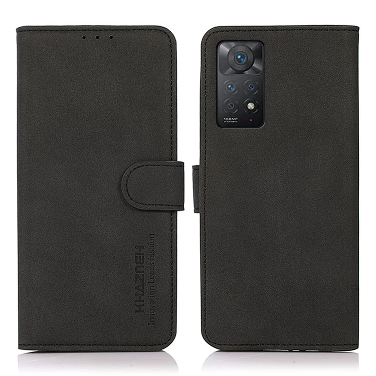 KHAZNEH pour Xiaomi Redmi Note 12 Pro 4G / 11 Pro 4G (MediaTek) / Note 11 Pro 5G (Qualcomm) Étui portefeuille en cuir texturé avec support de visualisation Flip magnétique - Noir