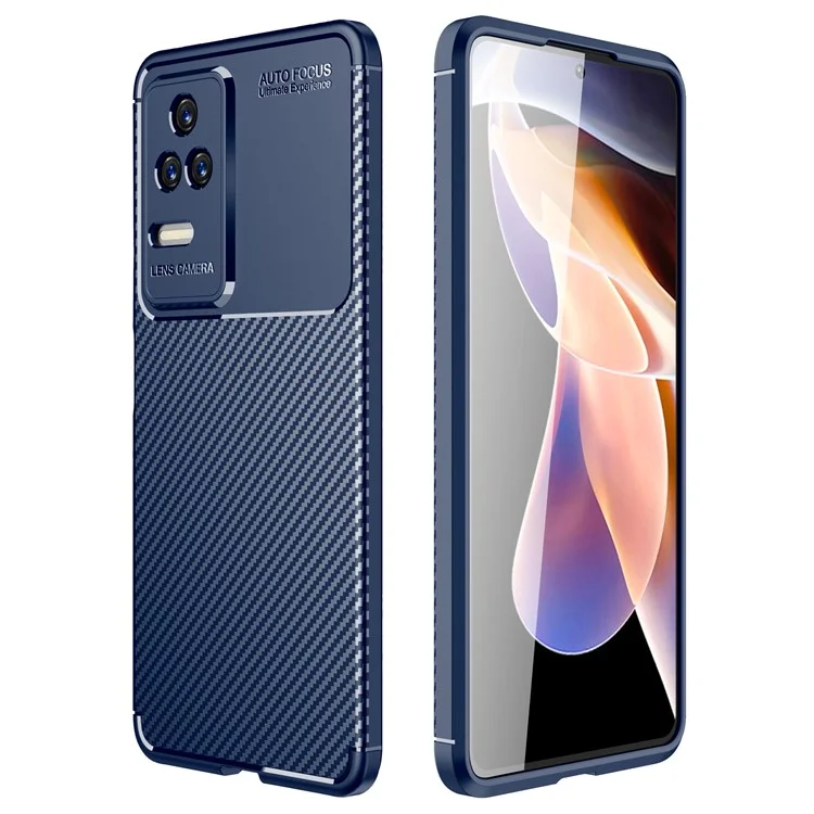 Pour Xiaomi Redmi K50 / Redmi K50 Pro Ultra Mince Case de Protection Texture en Fibre de Carbone TPU Soft TPU Anti-Scratch Couverture Arrière - Bleu