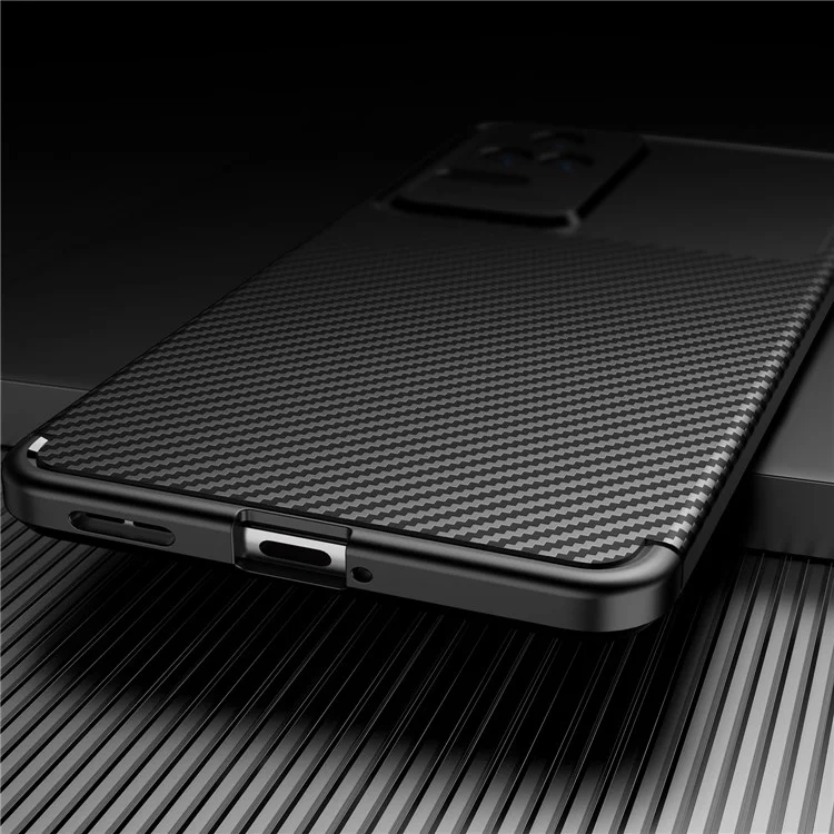 Pour Xiaomi Redmi K50 / Redmi K50 Pro Ultra Mince Case de Protection Texture en Fibre de Carbone TPU Soft TPU Anti-Scratch Couverture Arrière - Bleu