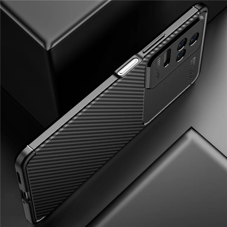 Pour Xiaomi Redmi K50 / Redmi K50 Pro Ultra Mince Case de Protection Texture en Fibre de Carbone TPU Soft TPU Anti-Scratch Couverture Arrière - Bleu