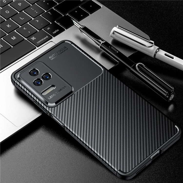 Pour Xiaomi Redmi K50 / Redmi K50 Pro Ultra Mince Case de Protection Texture en Fibre de Carbone TPU Soft TPU Anti-Scratch Couverture Arrière - Bleu