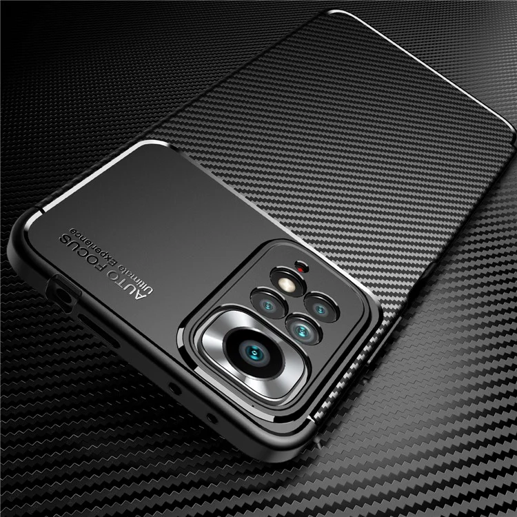 For Xiaomi Redmi Note 11 Pro 4G (MediaTek) / Redmi Note 11 Pro 5G (Qualcomm) TPU Precise Cutout Case Carbon Fiber Texture Anti-Scratch Fingerprint-Resistant Cover - Black