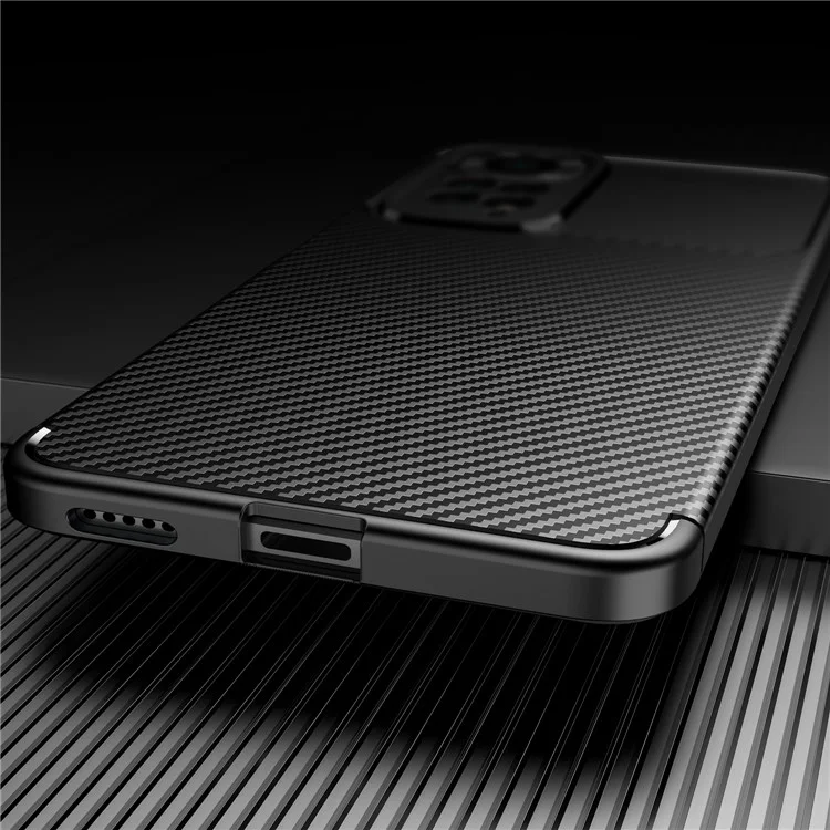 Para Xiaomi Redmi Note 11 Pro 4G (MediaTek) / Redmi Note 11 Pro 5G (Qualcomm) Funda de TPU con Corte Preciso, Textura de Fibra de Carbono, Antiarañazos y Resistente a Huellas Dactilares - Negro