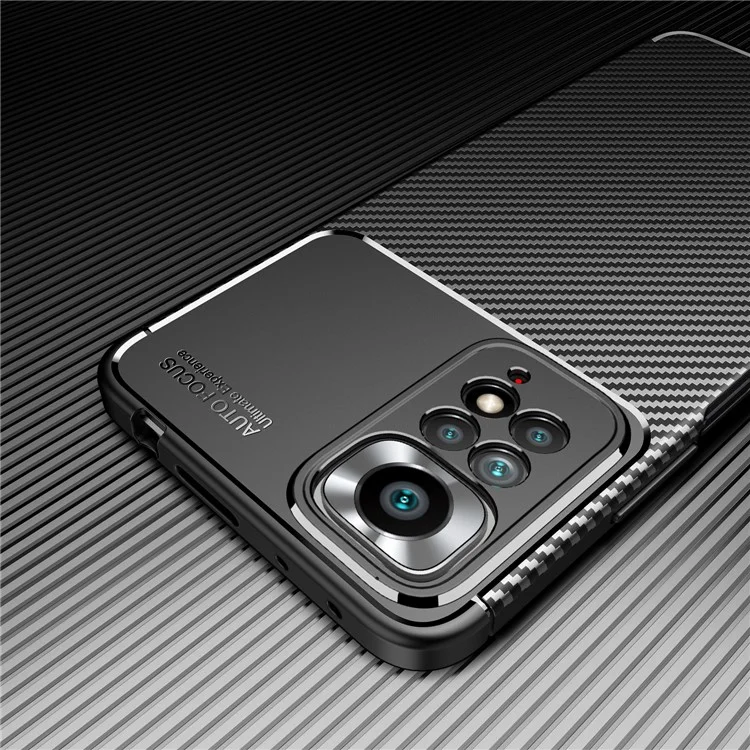 Para Xiaomi Redmi Note 11 Pro 4G (MediaTek) / Redmi Note 11 Pro 5G (Qualcomm) Funda de TPU con Corte Preciso, Textura de Fibra de Carbono, Antiarañazos y Resistente a Huellas Dactilares - Negro