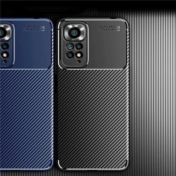 For Xiaomi Redmi Note 11 Pro 4G (MediaTek) / Redmi Note 11 Pro 5G (Qualcomm) TPU Precise Cutout Case Carbon Fiber Texture Anti-Scratch Fingerprint-Resistant Cover - Black