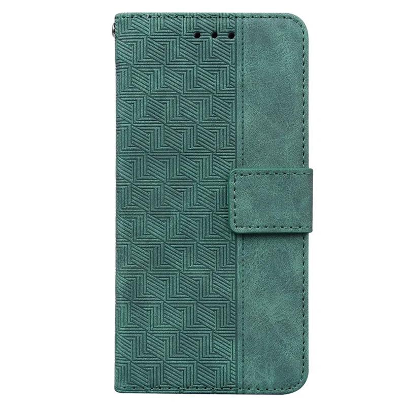 Para Xiaomi Poco M4 Pro Wallet Stand Case de Teléfono Geometría Impresa Cover de Cuero PU - Verde