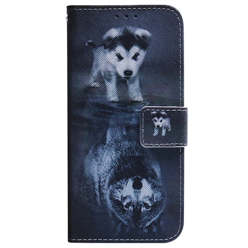 Per Xiaomi Poco M4 Pro Pattern Stamping Case in Pelle Pechet Coperchio Con Supporto - Cane e Lupo