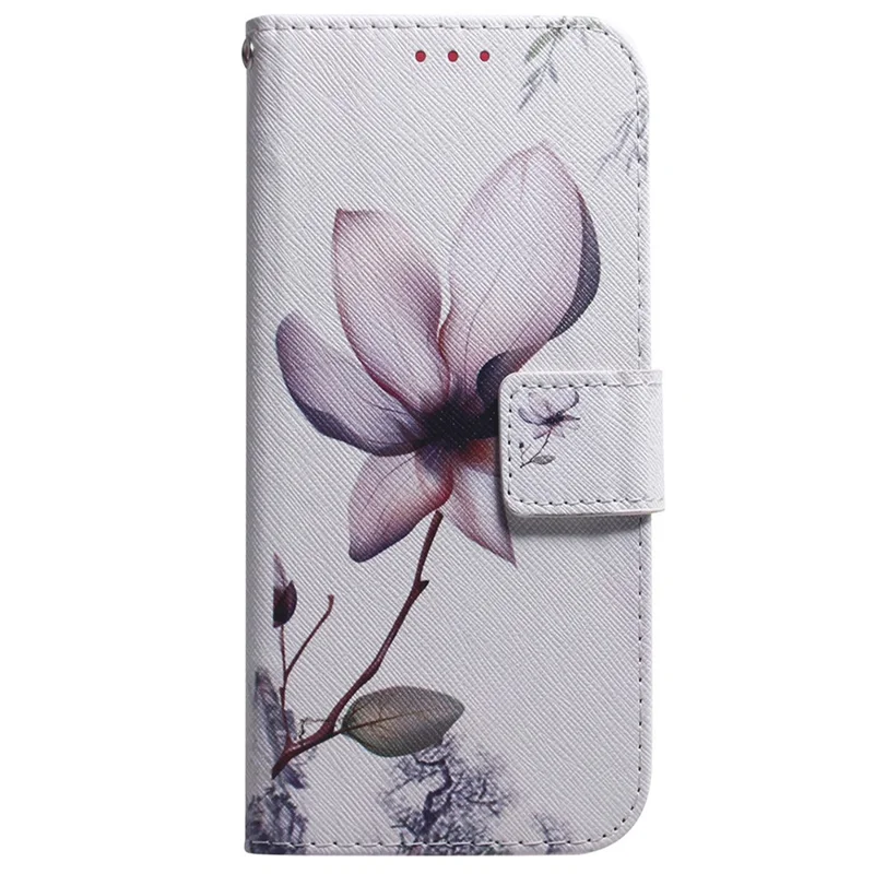 Per Xiaomi Poco M4 Pro Pattern Stamping Case in Pelle Pechet Coperchio Con Supporto - Fiore Rosa