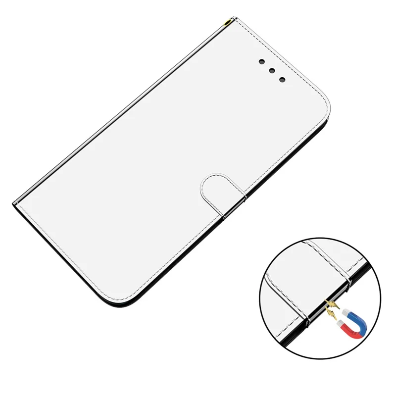 Case de Téléphone de Portefeuille Pour Xiaomi Poco F4 5G / Redmi K40S 5G Anti-dust Phone Protector Profostroproprow Mirror Surface PU le Cuir Téléphone - Argent