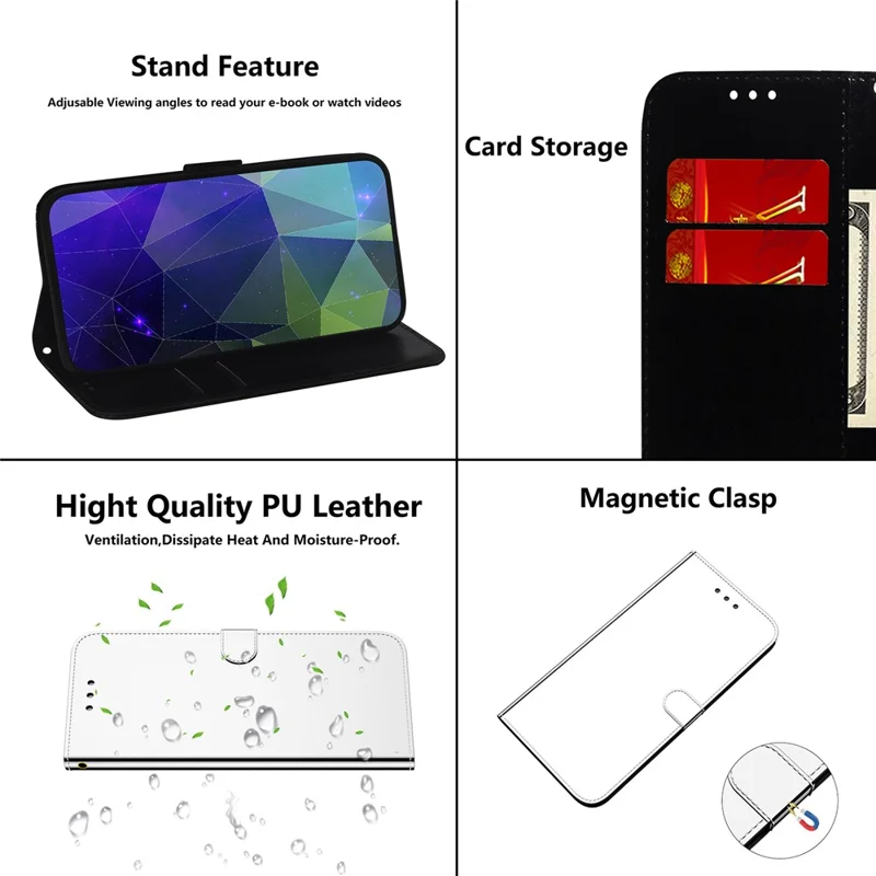 Case de Téléphone de Portefeuille Pour Xiaomi Poco F4 5G / Redmi K40S 5G Anti-dust Phone Protector Profostroproprow Mirror Surface PU le Cuir Téléphone - Argent