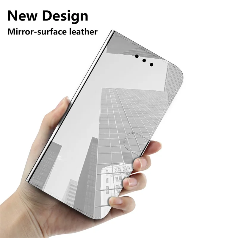 Case de Téléphone de Portefeuille Pour Xiaomi Poco F4 5G / Redmi K40S 5G Anti-dust Phone Protector Profostroproprow Mirror Surface PU le Cuir Téléphone - Argent