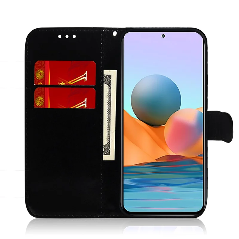 Pour Xiaomi Redmi K50 / Redmi K50 Pro Bien Protégé PU en Cuir de Support de Porte-support Miroir de Surface de Surface de Surface de la Coque de la Coque de Téléphone Mobile Avec Bracelet - Bleu