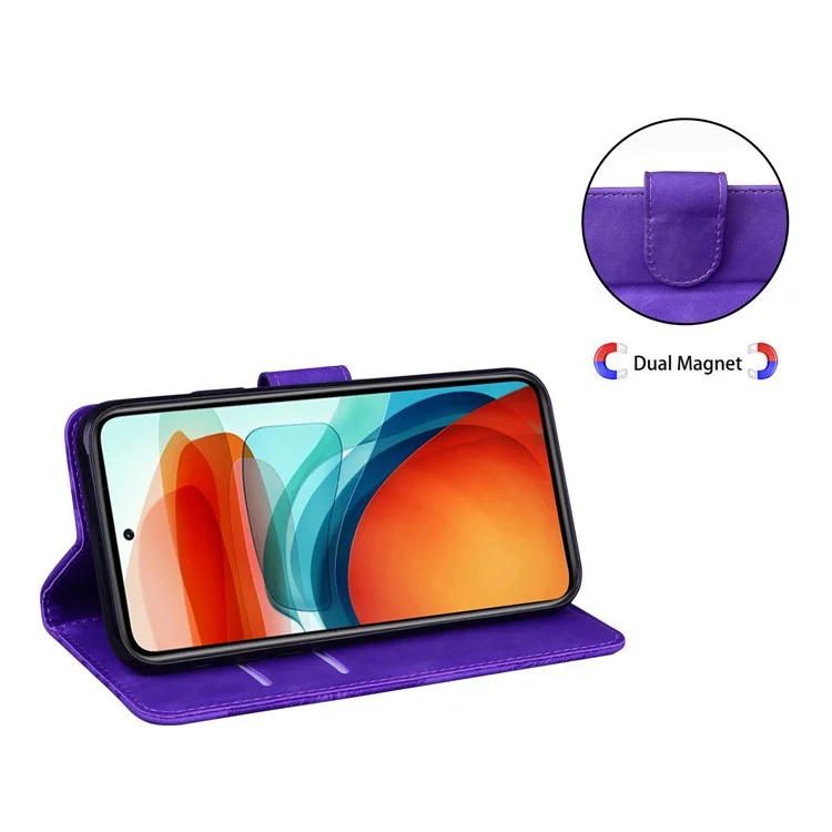 Funda con cierre magnético para Xiaomi 12 Pro 5G/12S Pro 5G/12 Pro (Dimensity) 5G Funda de teléfono a prueba de golpes con cartera/soporte Patrón de mariposa impreso Cubierta tipo libro de cuero PU - Morado