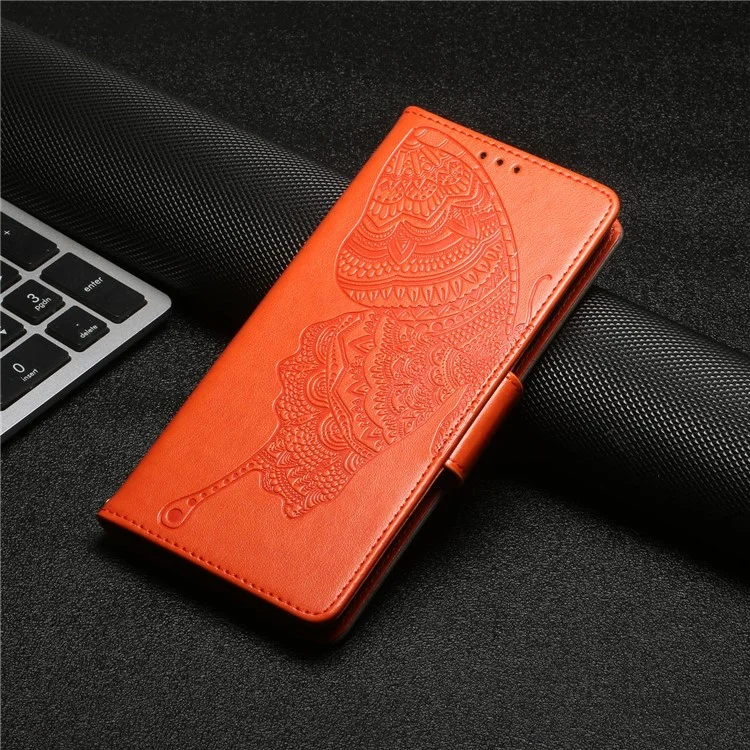 Para Xiaomi Redmi Note 11 Pro 5G (Qualcomm) / 11 Pro 4G (MEDIATEK) Caja Del Teléfono A Prueba De Golpes PU Cubierta De Cuero De La PU De La Mariposa Protector De Teléfono Impreso Con Soporte De Cartera - Naranja