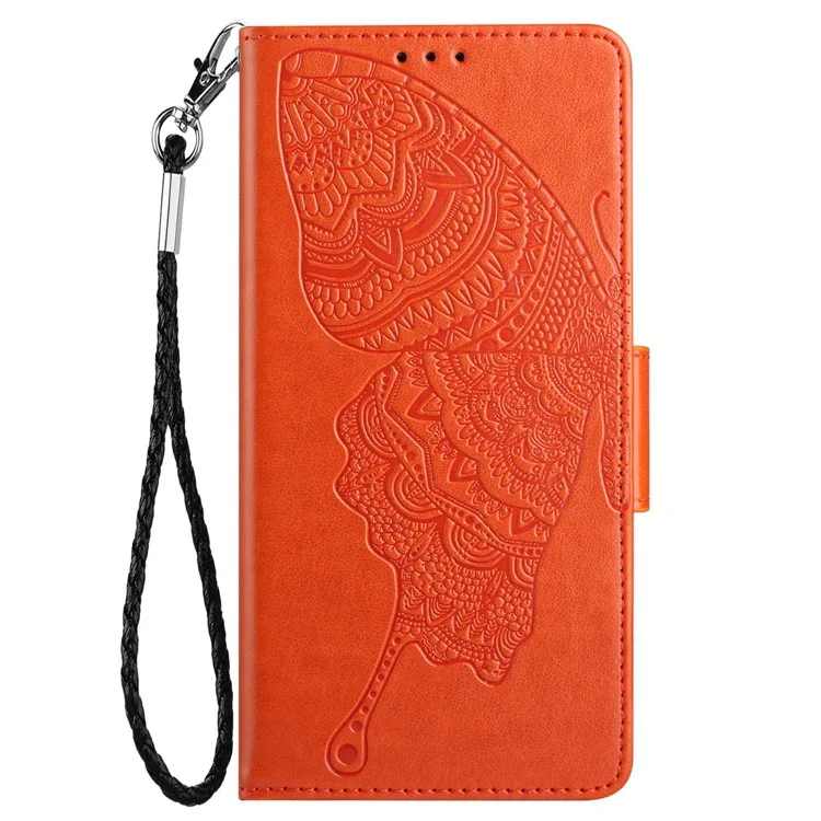 Para Xiaomi Redmi Note 11 Pro 5G (Qualcomm) / 11 Pro 4G (MEDIATEK) Caja Del Teléfono A Prueba De Golpes PU Cubierta De Cuero De La PU De La Mariposa Protector De Teléfono Impreso Con Soporte De Cartera - Naranja