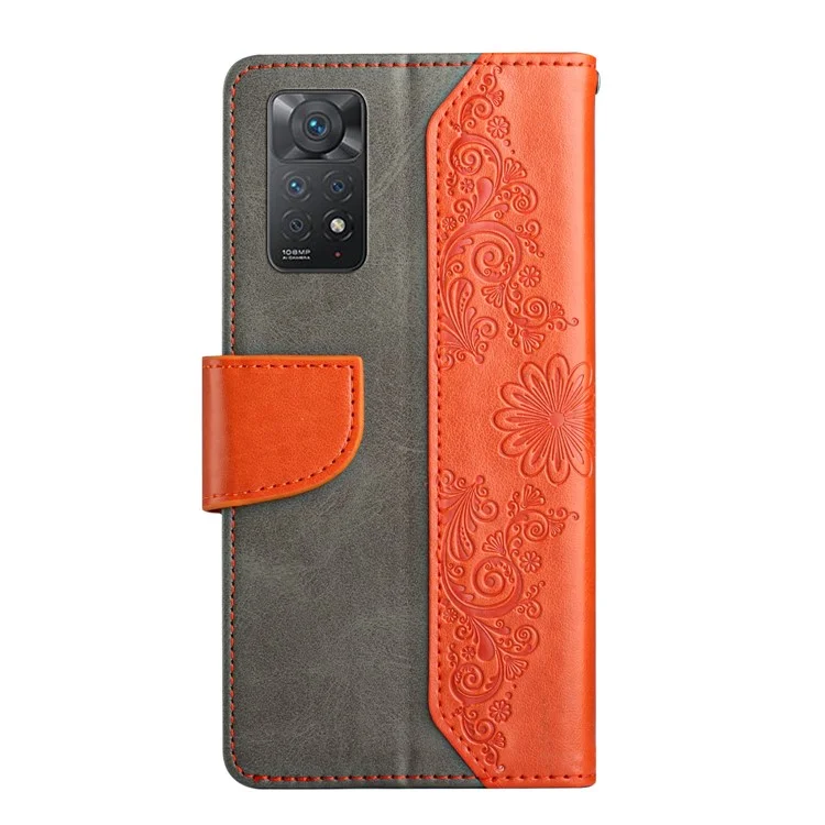 Para Xiaomi Redmi Note 11 Pro 5G (Qualcomm) / 11 Pro 4G (MEDIATEK) Caja Del Teléfono A Prueba De Golpes PU Cubierta De Cuero De La PU De La Mariposa Protector De Teléfono Impreso Con Soporte De Cartera - Naranja