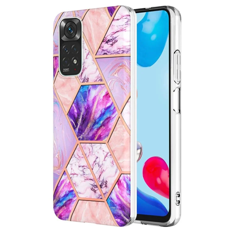 For Xiaomi Redmi Note 11 4G (Qualcomm) / Redmi Note 11S 4G Case Splicing IMD Marble Pattern Electroplated TPU Back Cover - Light Purple