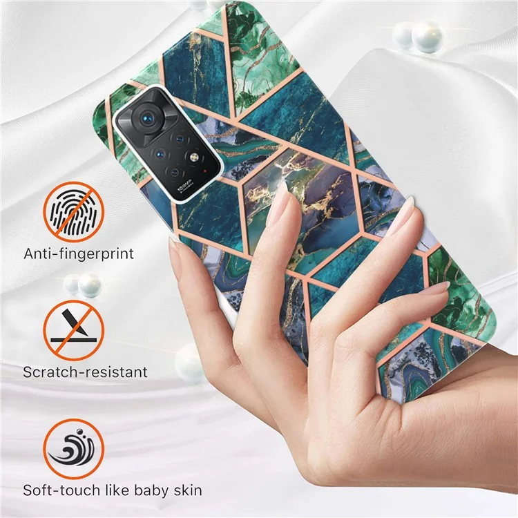 For Xiaomi Redmi Note 11 Pro 4G (Mediatek) / 11 Pro 5G (Qualcomm) / 11 Pro+ 5G (India) / 11E Pro Case Splicing Marble TPU Back Cover - Blue / Green
